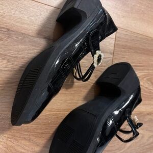 Elegant Black Mules with Embellished Buckle